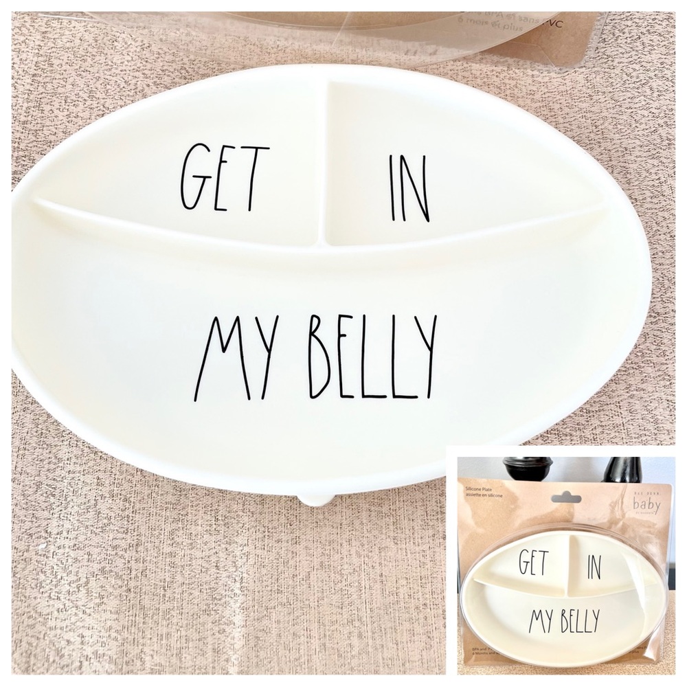 🆕Rae Dunn GET IN MY BELLY Baby Feeding Silicone Plate